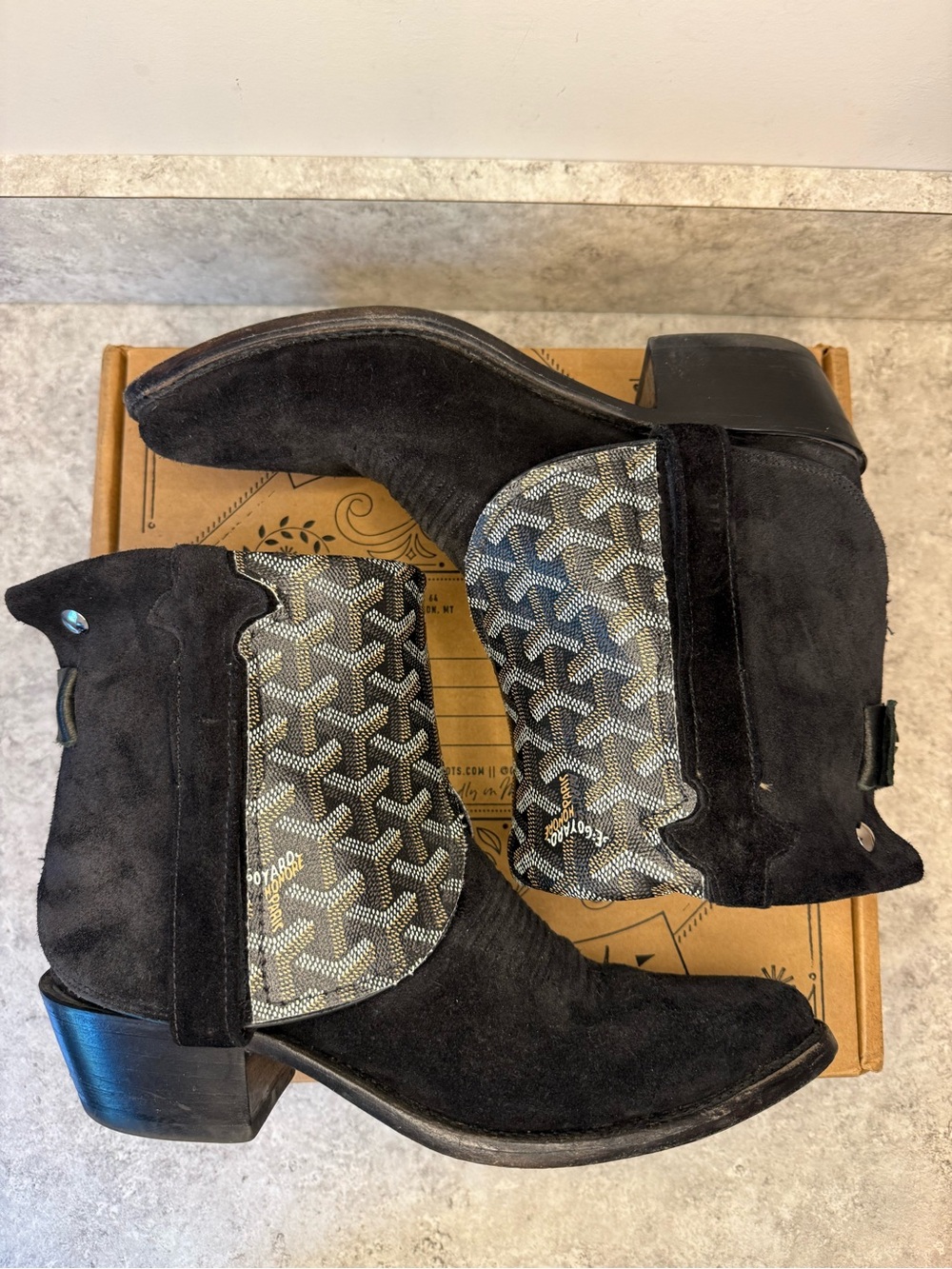 Custom Canty Boots w/ Authentic Goyard on Lucchese Boots